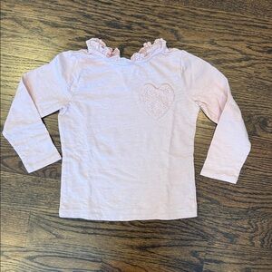 Boden Kids Light Pink Heart Kids Long Sleeve Top 5-6T
